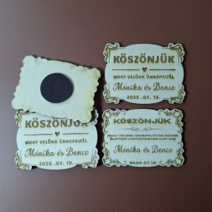 Egyedi Gravírozott Fa Hűtőmágnes köszönőajándék