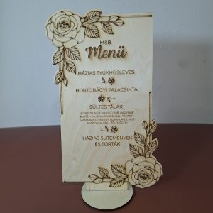 Egyedi Gravírozott Fa Menükártya Talppal