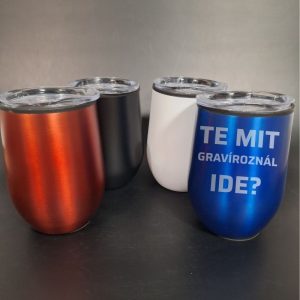 Gravírozott duplafalú termopohár (350ml) tetővel